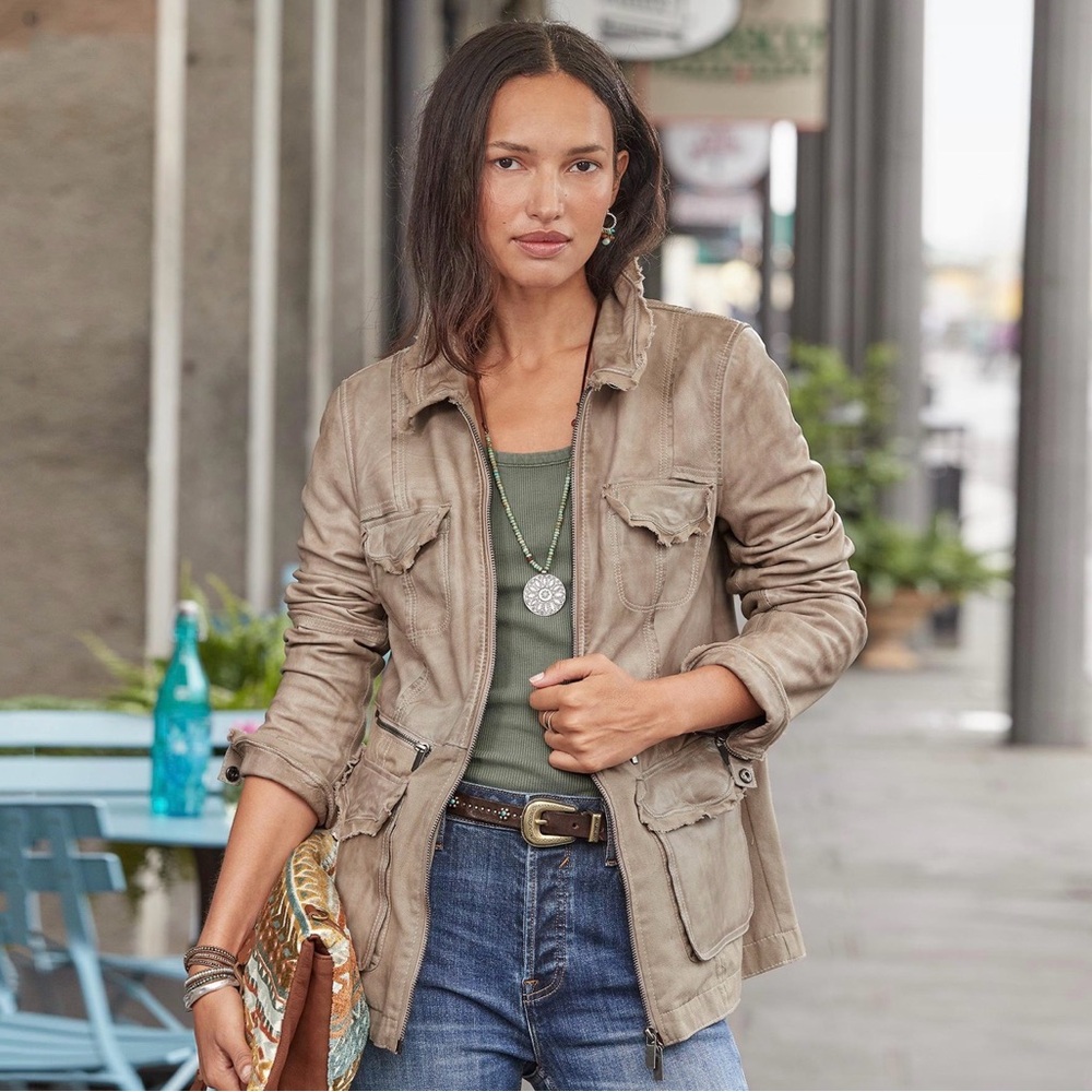 Kacey canvas/leather jacket. New with tags from Sundance.